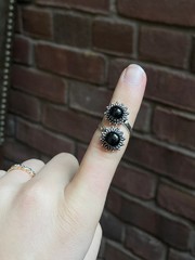 Black Onyx Bypass Ring Size 8 | 925 Sterling Silver Southwest E144