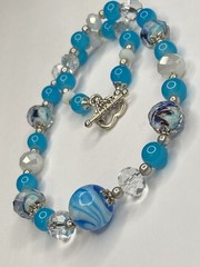 Artisan Handcrafted Art Deco Lampwork Breakfast at Tiffany?s Blue Necklace #8