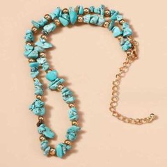 Handmade natural turquoise crushed stone necklace 18K Elegant Taseel Glowing