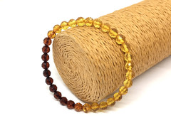 Amber Bracelet Gift FACETED Round Beads Baltic Amber Ombre Rainbow Colorful 8016