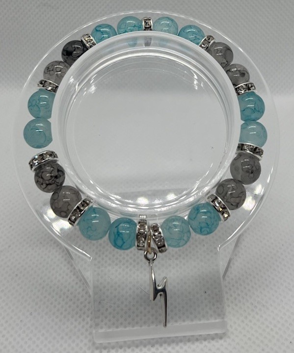 Handmade Stretch Beaded Charm Bracelet Multicolor Round Beads Crown Cross