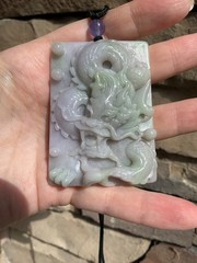 Huge Jadeite Dragon Pendant Necklace Handcrafted USA Seller