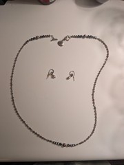 SILPADA Sterling Silver 34” PEARL HEMATITE SHELL Necklace And Earring 3 pc Set