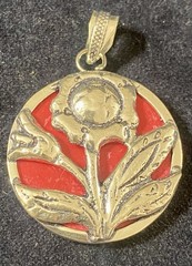 Beautiful Coral Gemstone Flower Pendant 2.16” Handmade ‘Healing Properties’