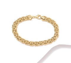 Polished & Diamond Cut Domed Byzantine Bracelet Real 14K Yellow Gold QVC