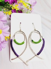Earrings Oriental Turkish Folk Style with Turquoise, Ethnic, Bohemian, Silver