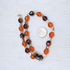 Handmade Amber and Brown Crystal Necklace 16 Inches For Women Fall Colors