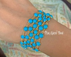 18k Solid Yellow Gold 24″ Necklace 6.4mm Round Sleeping Beauty Turquoise Bezel