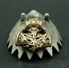 Celtic Triskelion Mjolnir, Viking Thor Hammer Pendant, Wolves Head Pagan Amulet