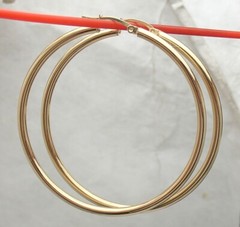 2″ Plain Shiny Hoop Earrings REAL 14K Yellow Gold 2.5mm X 50mm