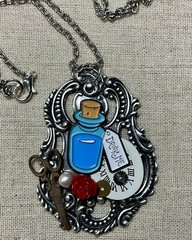 Wonderland Theme Necklace-Drink Me, Rose, Scissors, Gears, Watch Face, 26”
