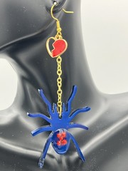 Love your spider hearts with blue and red and gold earrings, costume jewelry
