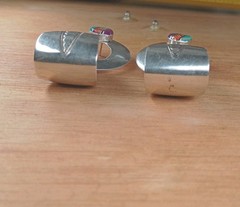 Native Amer. 925 Sterling Inlaid Stones Hand Crafted Statement Earrings Pierced
