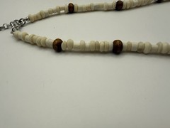 Artisan Crafted Bone & Wood Bead Necklace | 16” Neutral Layering Necklace