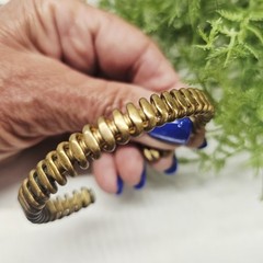 Sergio Lub Brass Ribbed Cuff Bracelet