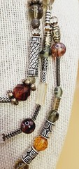Premier Designs 3 Strand Brown Glass & Silver tone 16 – 19″ Beaded Necklace
