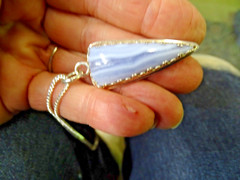 TIMELESS HANDCRAFTED AFRICAN BLUE LACE AGATE PENDANT SET IN STERLING SILVER
