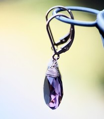 Handmade Wire Wrapped Kunziite Earrings 14k Rose Gold Filled , Lab Made Gems