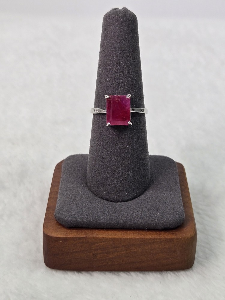 Sterling Silver 925 Ruby Red Ring Size 7.5 Jewelery