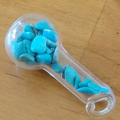 Vintage Turquoise Chip Glass Vial Pendant Apothecary Bottle Boho