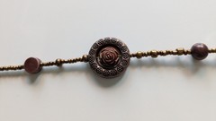 Handmade Unique Beaded Necklace 33″, Copper Brown Burgundy Peach, Beautiful!