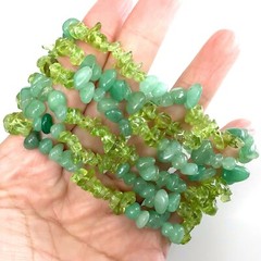 Natural Aventurine Jade Peridot Bracelet Gemstone Crystal Chips Bracelet Healing