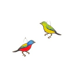 Artisan Handcrafted Colorful Songbird Dangle Drop French Wire Earrings NEW