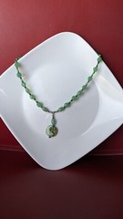 Artisan Made Light Mint Green Glass Bead Swirl S Ceramic Pendant 18″ Necklace