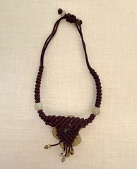 Vintage Handmade Jade Flower Macrame Bracelet Adjustable Artisan Natural Stone