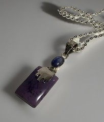Handmade 925 Sterling Silver Tiffany Jasper & Labradorite Pendant Necklace 10.8g
