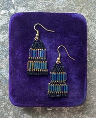 Handmade beaded Earrings, Glass Beads, Brass, Beadwork Jewelry