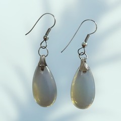 Luminous Sea Opal Teardrop Earrings – Silver Glowing Opaline Dangle Jewelry