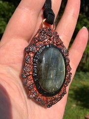Huge Labradorite Pendant Necklace Artisan Handcrafted