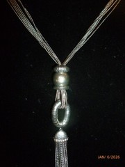 Vintage Silver Tone Statement Necklace 30″ Chico’s Tassel