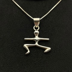 Sterling Silver Yoga Pose Pendant Necklace 24″ Warrior 2 Pose Virabhadrasana