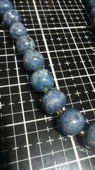 Blue Denim Lapis Lazuli Rondell Beaded Necklace 19″ 13mm Beads Gemstone