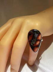 Brecciated Natural Red Jasper HUGE 925 Sterling Silver Ring 32x19mm Size 8.5