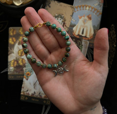 Triple Moon Goddess & Turquoise Bracelet Wiccan Lunar Occult Witchy Jewelry Gift
