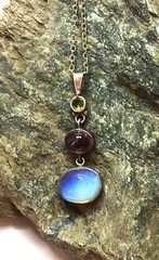 Natural Faceted Peridot, Pink Tourmaline, Opalite, Sterl.Silver Handmade pendant