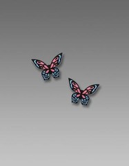 Sienna Sky Post Stud Earrings Pink and Blue Fantasy Butterfly Handmade in USA