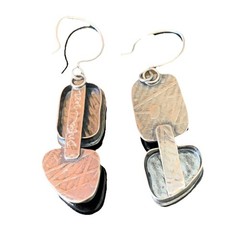 UNIQUE MODERN SIGNED by ARTIST STERLING SILVER RUTILATED QUARTZ EARRINGS 2022