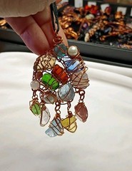 Artisanal Jewelry Sea Glass With Gemstone Beads Pendant Item #26358