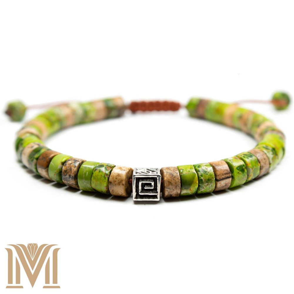 Handmade Imperial Jasper Bracelet – Adjustable Cord, Natural Stone, Unisex