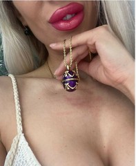 February Birthday gift Jewelry Faberge egg NECKLACE & BRACELET set Anniversary