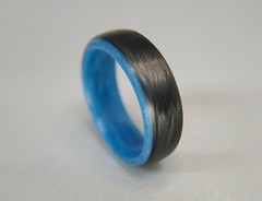 Carbon Fiber Blue Glow Ring-Made in USA- sizes 4-16