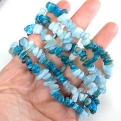 Apatite Aquamarine Bracelet Gemstone Crystal Bracelet Women Healing Chip Balance