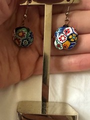 Glass Of Venice Italian Murano Glass Earrings Dangle Round Multicolor Millefiori