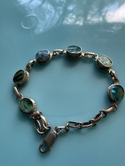 7” Classic Handmade Darling Sterling Silver Bracelet Abalone Shell Inlay 8.5g