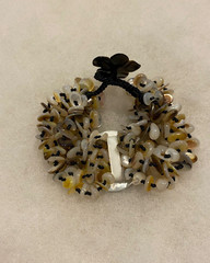 Sajen Shell Four Strand Bracelet with Center Disk- 8 Inches Long