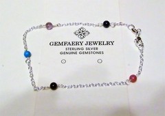 Sterling Silver «NAME YOUR STONE» Gemstone Beaded Link Anklet…Handmade USA